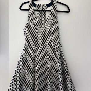 Navy blue and gold A-line mini dress